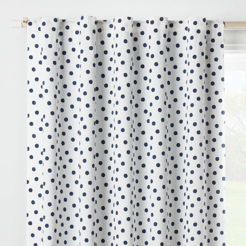 Pillowfort Kids Blackout Curtain Panel Navy Dot 42 x 95 Window New